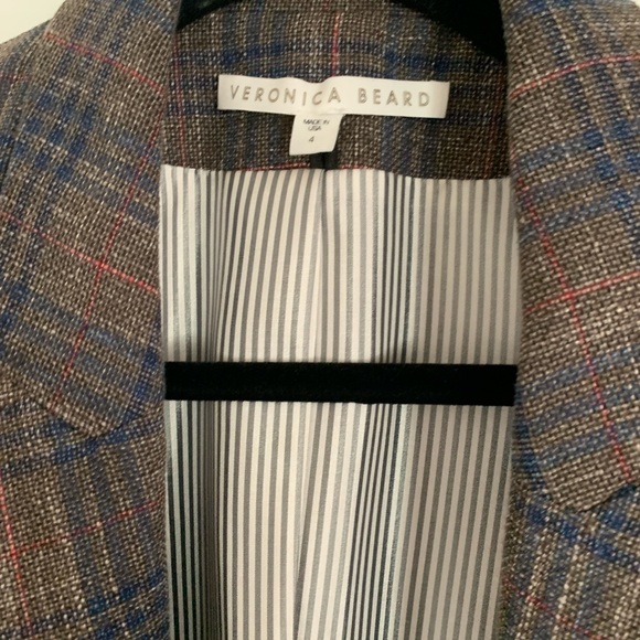 Veronica Beard brown plaid blazer with ruched sleeves - Picture 6 of 11